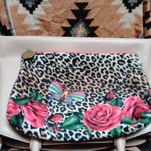 Estee Lauder Floral Leopard Print Cosmetic Bag